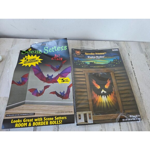 Halloween scene setters window bat pumpkin shadow party decor noon the Bag bat s - Picture 1 of 5